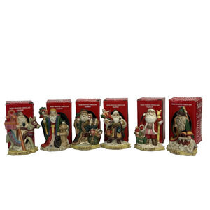 Santas of the Nations Lot of 6 Hand Painted Porcelain Figurines w/ Boxes 1991